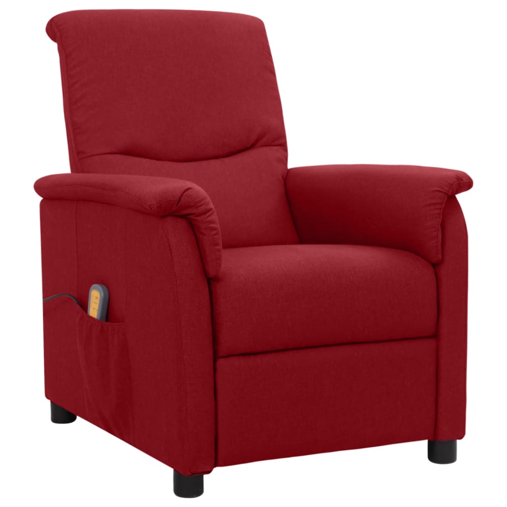 Berkfield Massage Chair Wine Red Fabric