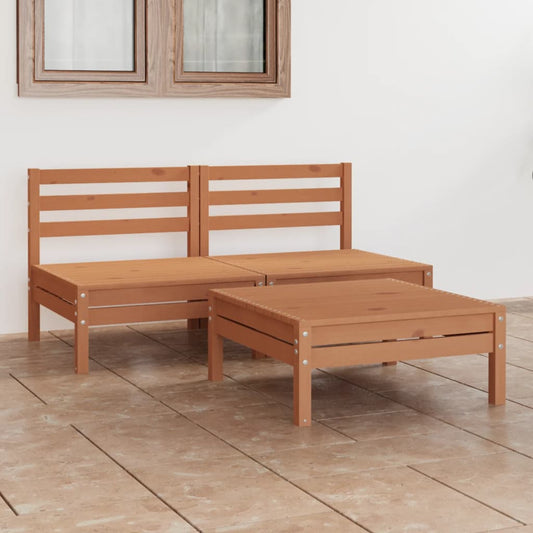 Berkfield 3 Piece Garden Lounge Set Honey Brown Solid Pinewood