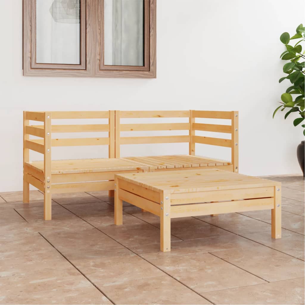 Berkfield 3 Piece Garden Lounge Set Solid Pinewood