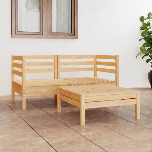 Berkfield 3 Piece Garden Lounge Set Solid Pinewood