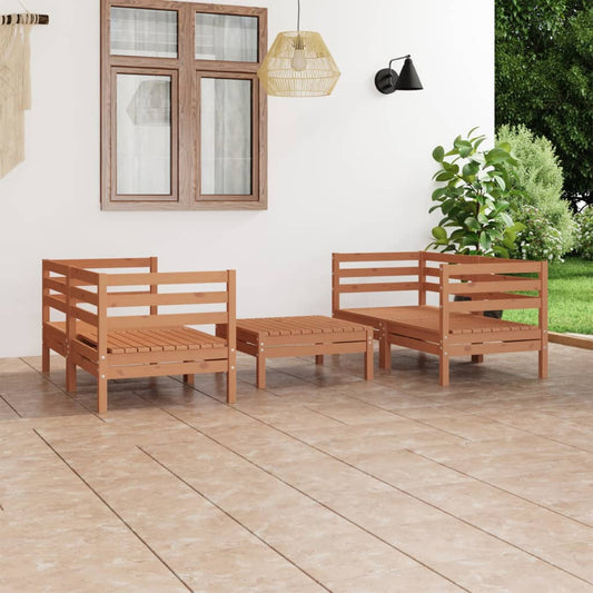 Berkfield 5 Piece Garden Lounge Set Honey Brown Solid Pinewood