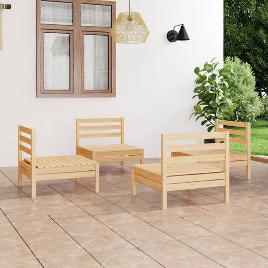 Berkfield 4 Piece Garden Lounge Set Solid Pinewood