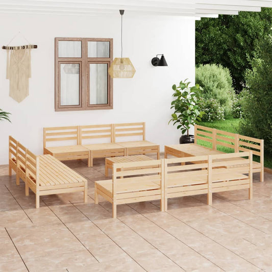 Berkfield 13 Piece Garden Lounge Set Solid Pinewood