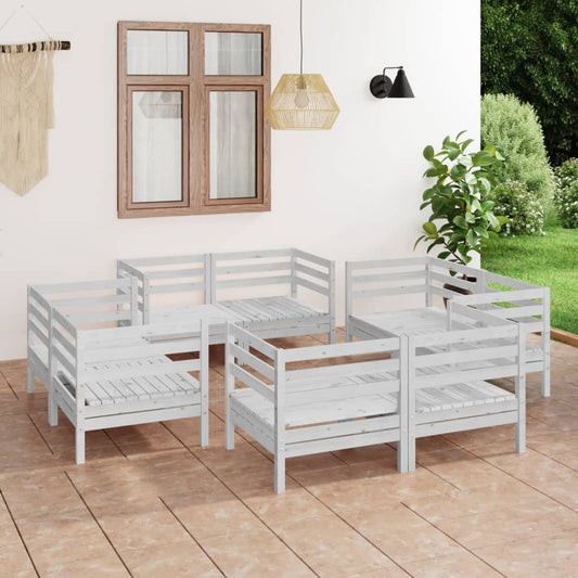 Berkfield 8 Piece Garden Lounge Set White Solid Pinewood