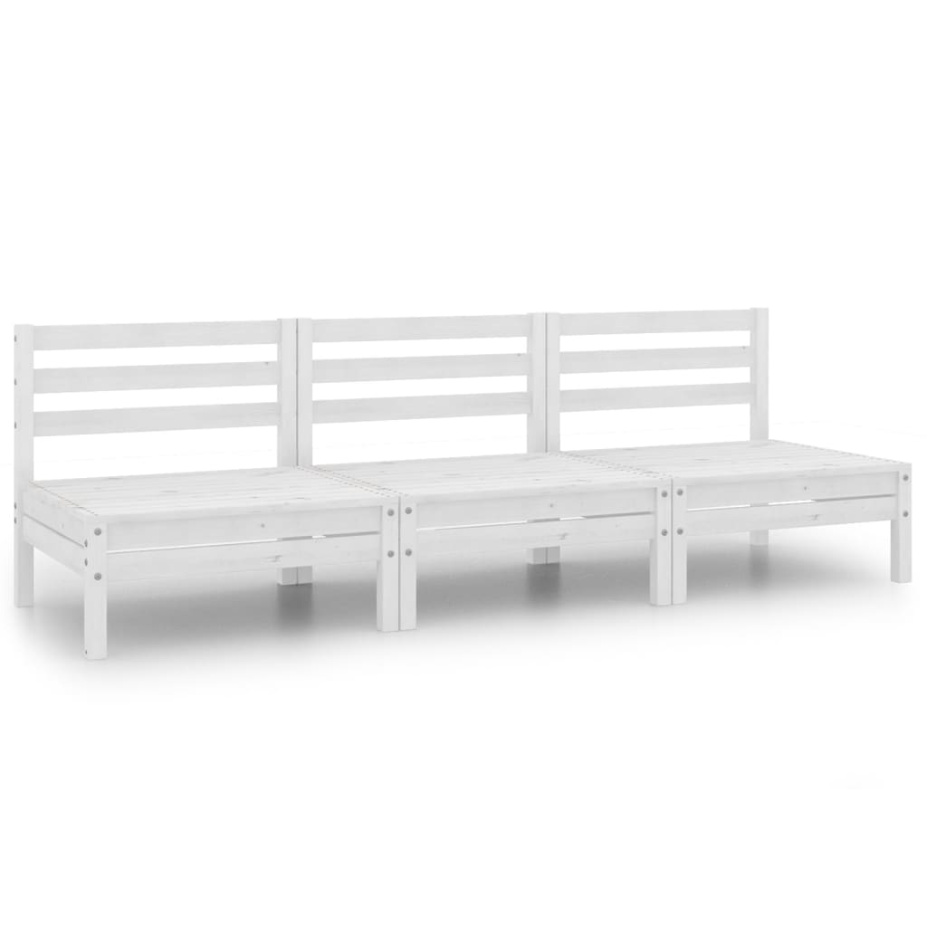 Berkfield 3 Piece Garden Lounge Set White Solid Pinewood