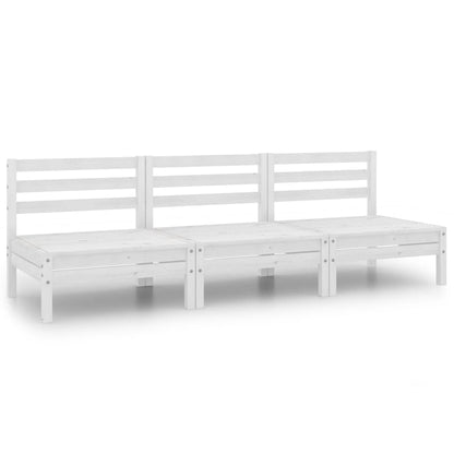 Berkfield 3 Piece Garden Lounge Set White Solid Pinewood