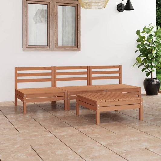 Berkfield 4 Piece Garden Lounge Set Honey Brown Solid Pinewood