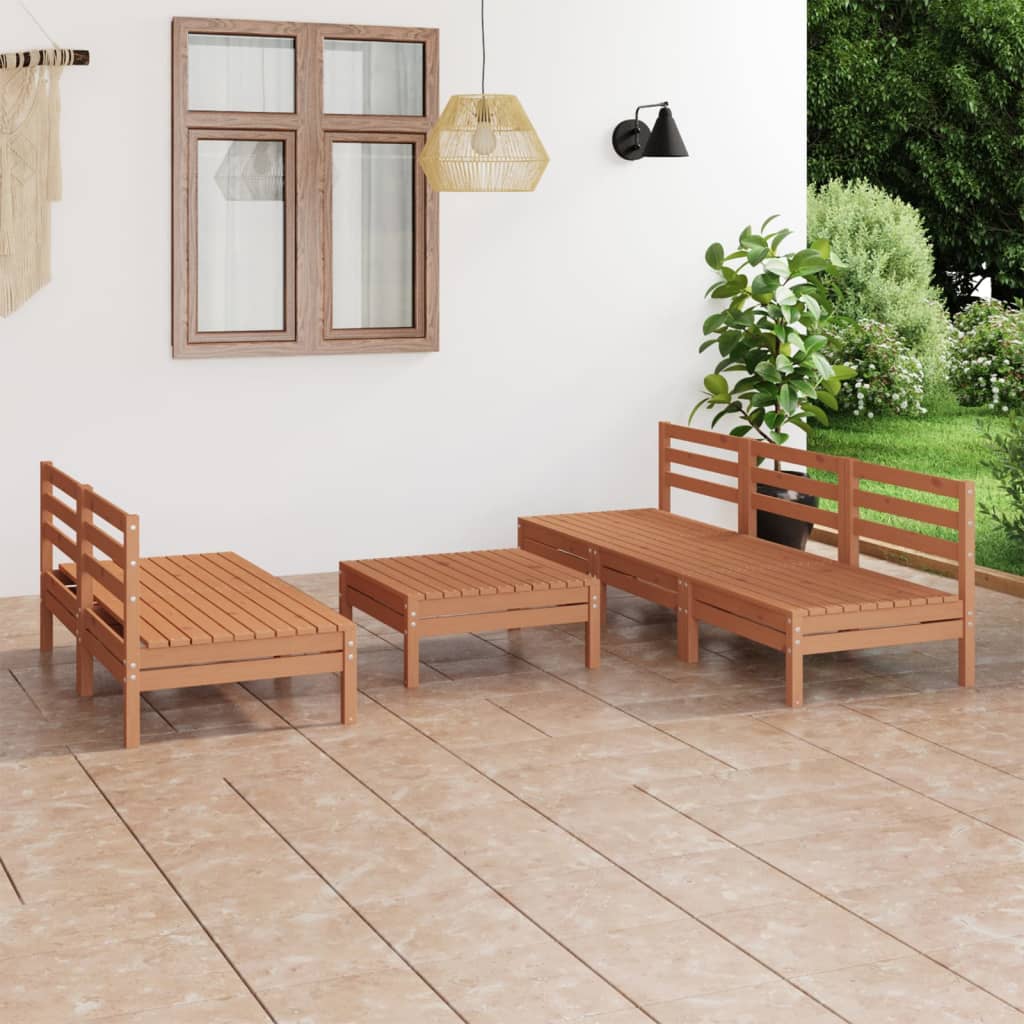 Berkfield 6 Piece Garden Lounge Set Honey Brown Solid Pinewood