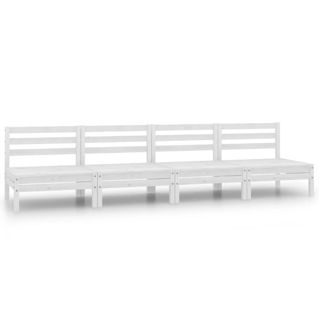 Berkfield 4 Piece Garden Lounge Set White Solid Pinewood