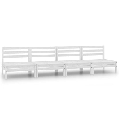 Berkfield 4 Piece Garden Lounge Set White Solid Pinewood