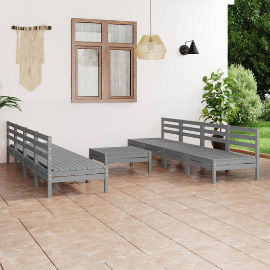 Berkfield 9 Piece Garden Lounge Set Grey Solid Pinewood