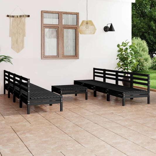 Berkfield 9 Piece Garden Lounge Set Black Solid Pinewood