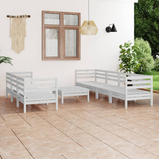 Berkfield 8 Piece Garden Lounge Set White Solid Pinewood