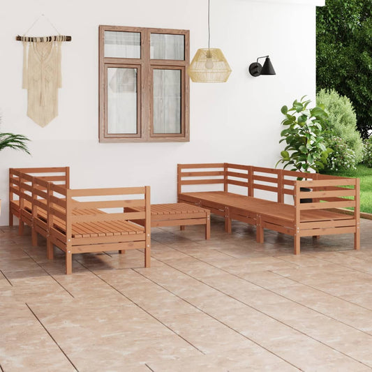 Berkfield 9 Piece Garden Lounge Set Honey Brown Solid Pinewood