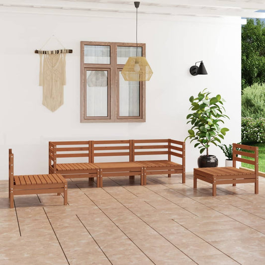 Berkfield 5 Piece Garden Lounge Set Honey Brown Solid Pinewood