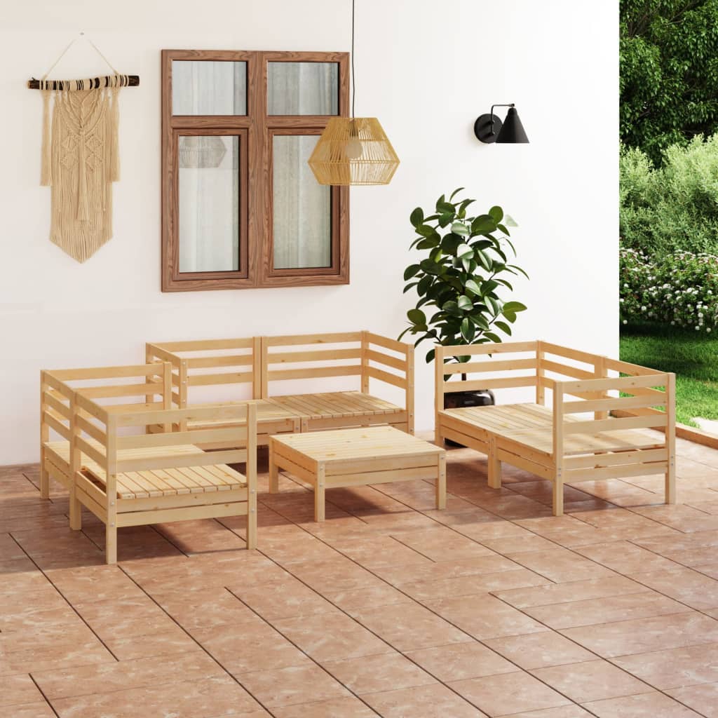 Berkfield 7 Piece Garden Lounge Set Solid Pinewood