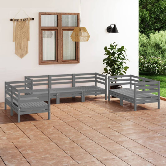 Berkfield 7 Piece Garden Lounge Set Grey Solid Pinewood