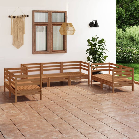 Berkfield 7 Piece Garden Lounge Set Honey Brown Solid Pinewood