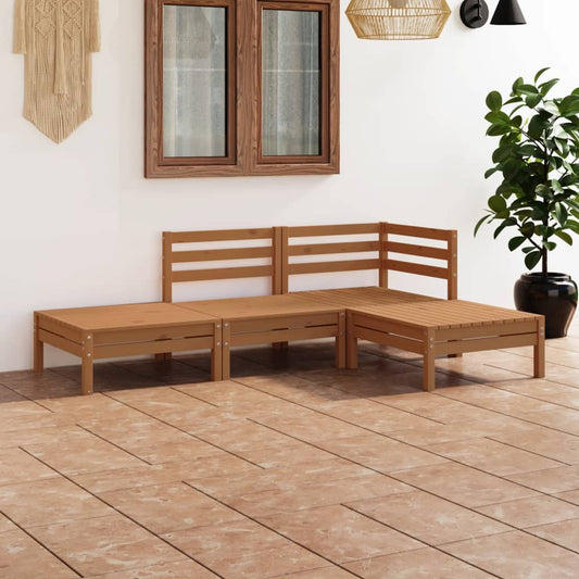 Berkfield 4 Piece Garden Lounge Set Honey Brown Solid Pinewood