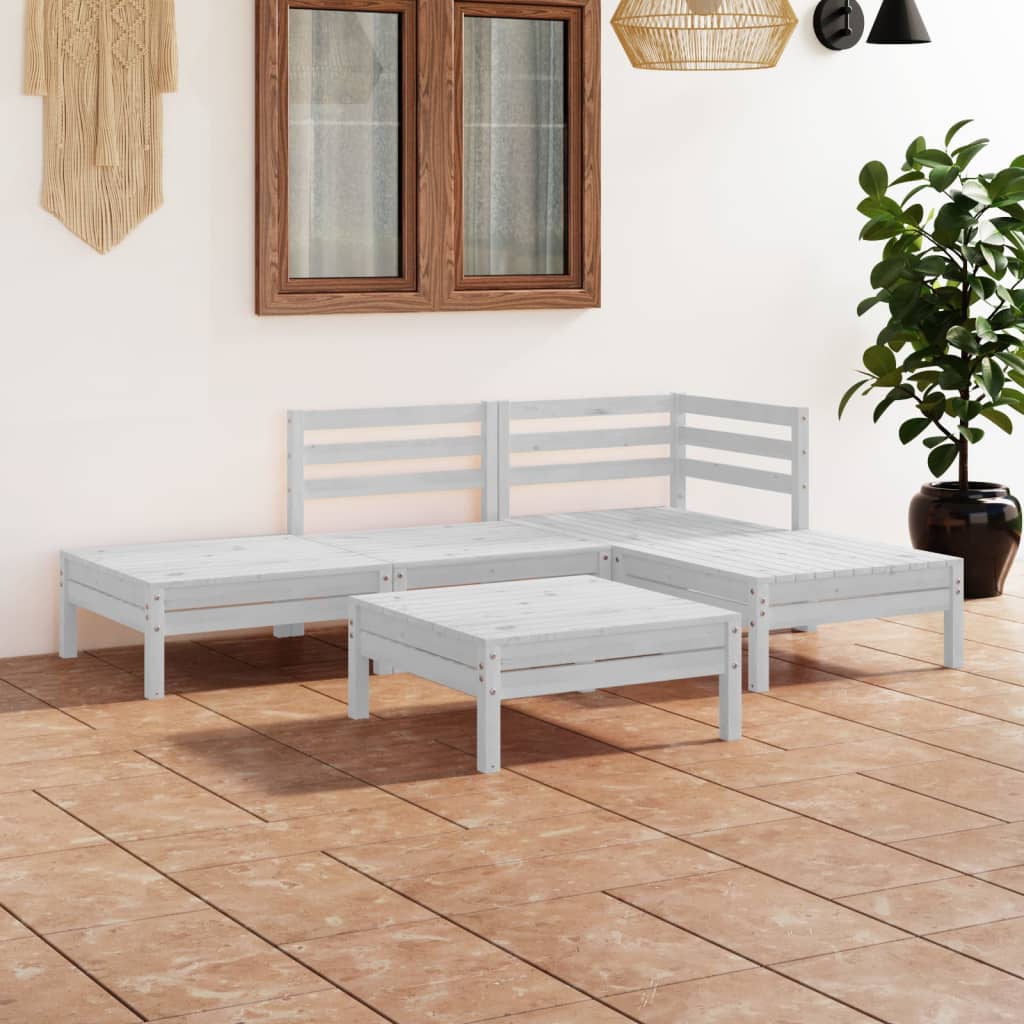 Berkfield 5 Piece Garden Lounge Set Solid Pinewood White