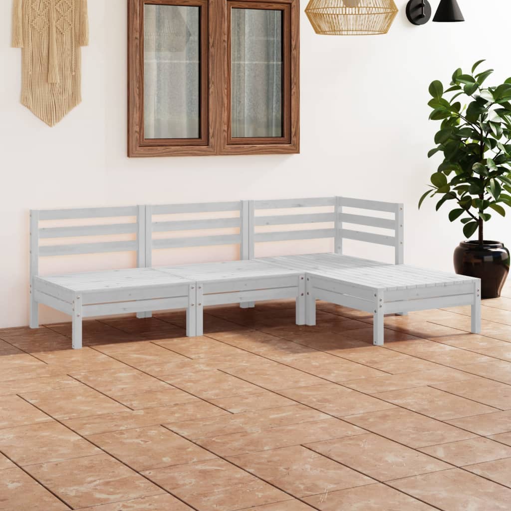 Berkfield 4 Piece Garden Lounge Set Solid Pinewood White