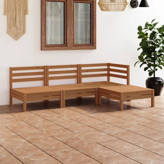 Berkfield 4 Piece Garden Lounge Set Solid Pinewood Honey Brown