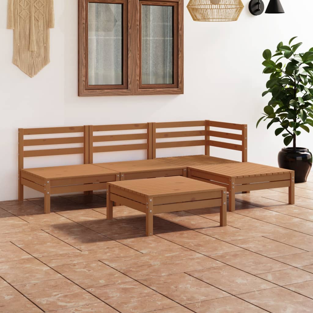 Berkfield 5 Piece Garden Lounge Set Solid Pinewood Honey Brown