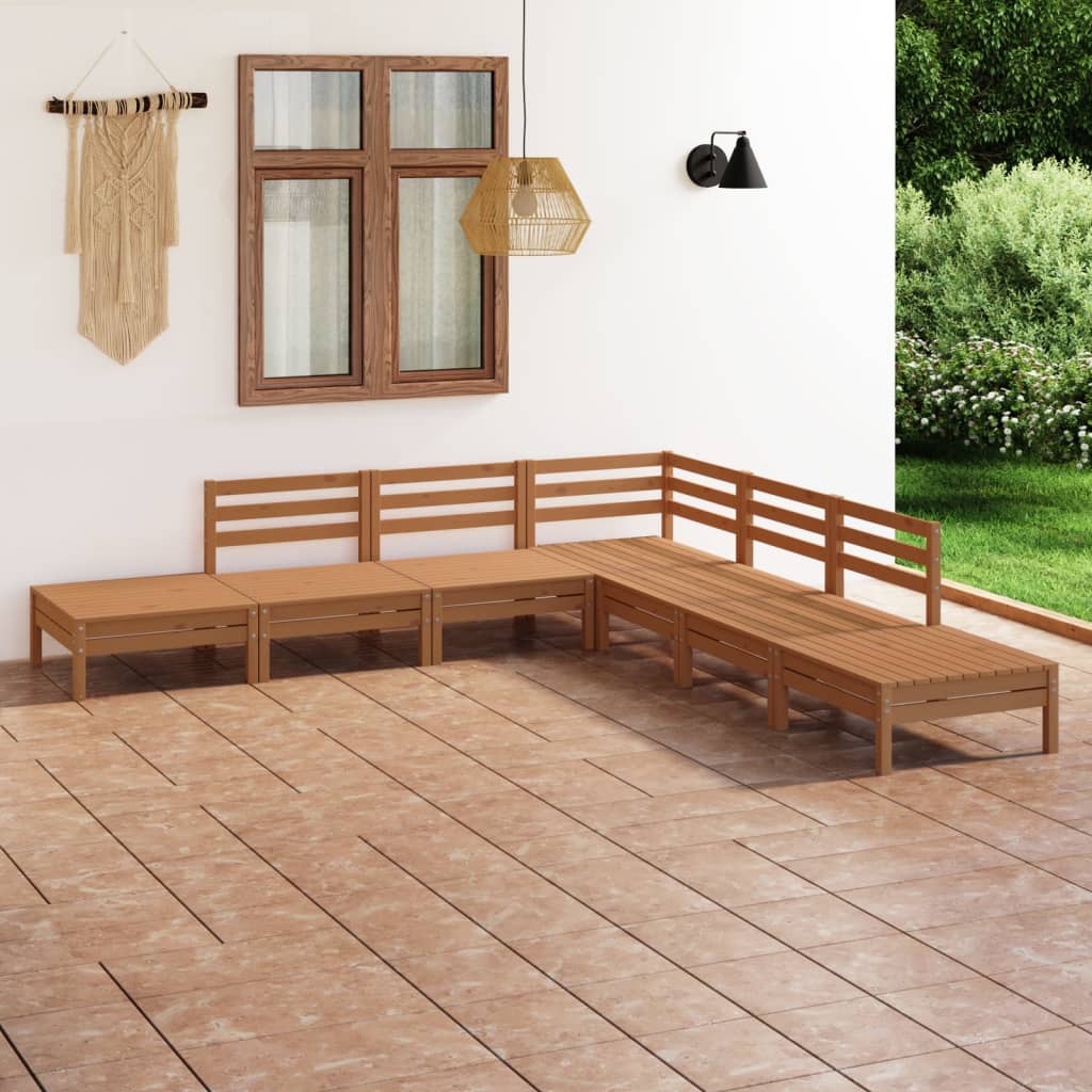 Berkfield 7 Piece Garden Lounge Set Solid Pinewood Honey Brown