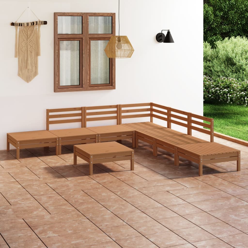 Berkfield 8 Piece Garden Lounge Set Solid Pinewood Honey Brown