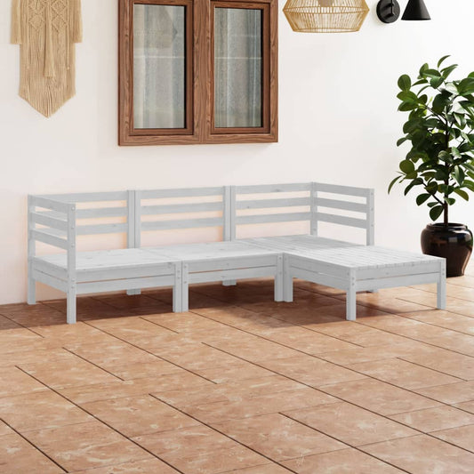 Berkfield 4 Piece Garden Lounge Set Solid Pinewood White