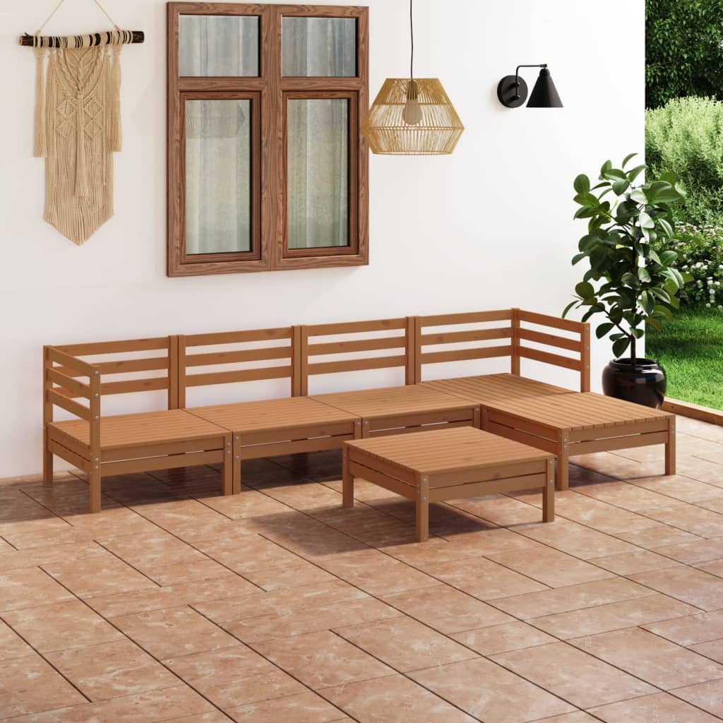 Berkfield 6 Piece Garden Lounge Set Solid Pinewood Honey Brown