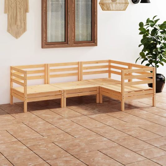 Berkfield 4 Piece Garden Lounge Set Solid Pinewood