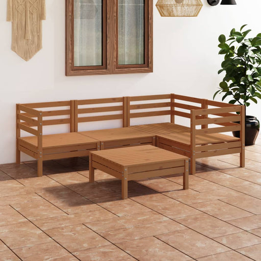 Berkfield 5 Piece Garden Lounge Set Solid Pinewood Honey Brown