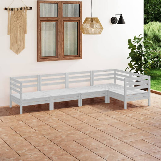 Berkfield 5 Piece Garden Lounge Set Solid Pinewood White