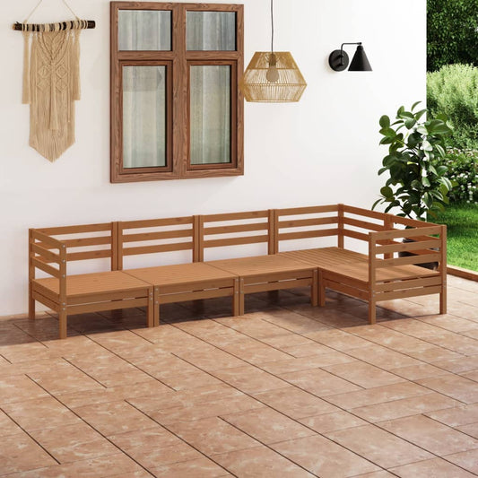 Berkfield 5 Piece Garden Lounge Set Solid Pinewood Honey Brown
