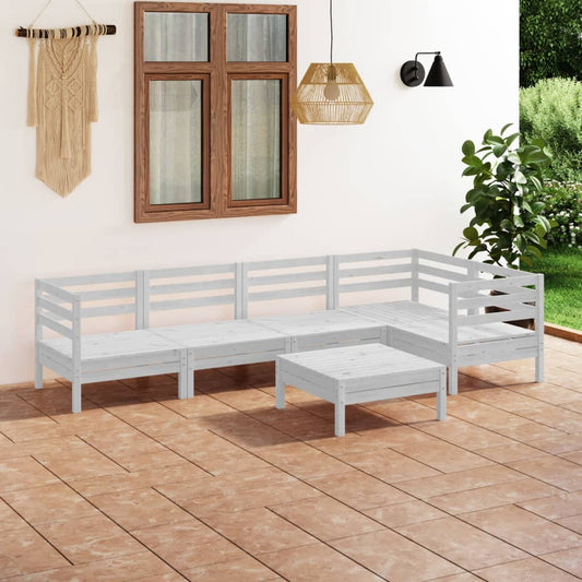 Berkfield 6 Piece Garden Lounge Set Solid Pinewood White