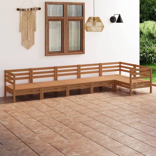 Berkfield 6 Piece Garden Lounge Set Solid Pinewood Honey Brown