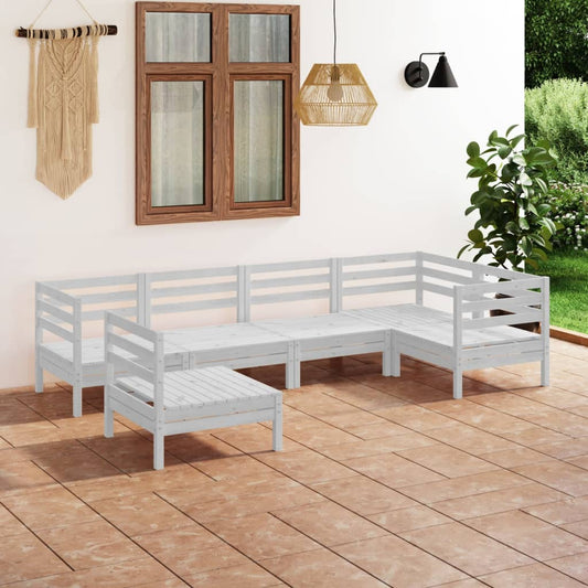 Berkfield 6 Piece Garden Lounge Set Solid Pinewood White