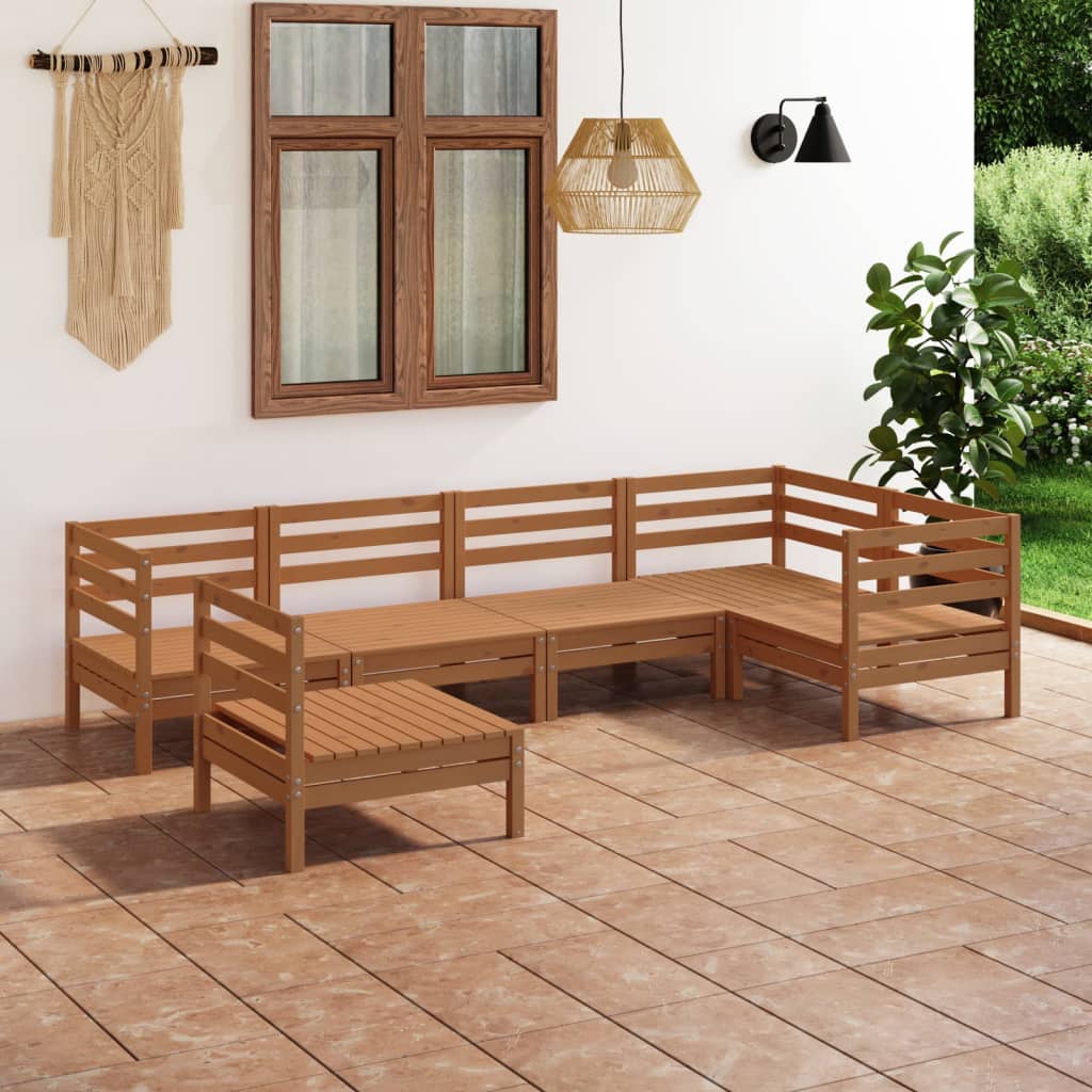 Berkfield 6 Piece Garden Lounge Set Solid Pinewood Honey Brown