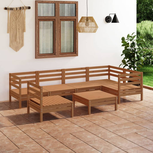 Berkfield 7 Piece Garden Lounge Set Solid Pinewood Honey Brown