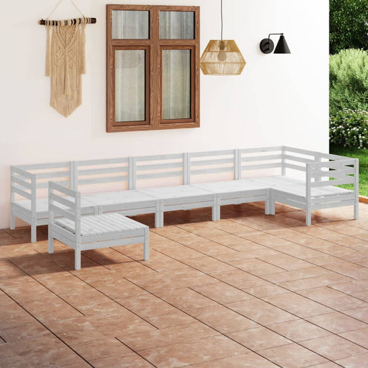 Berkfield 7 Piece Garden Lounge Set Solid Pinewood White