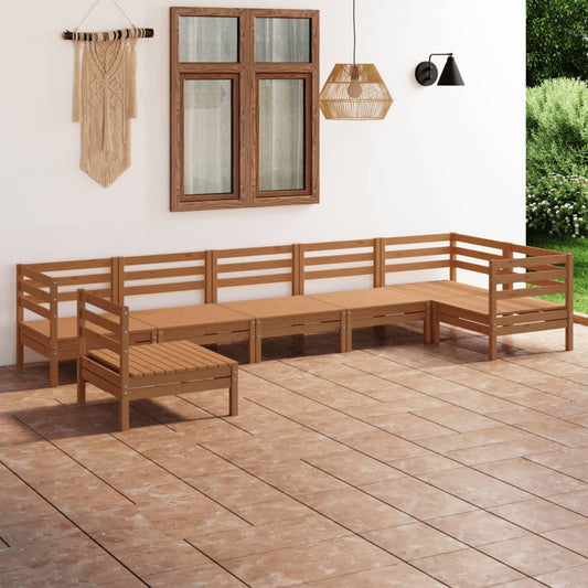 Berkfield 7 Piece Garden Lounge Set Solid Pinewood Honey Brown
