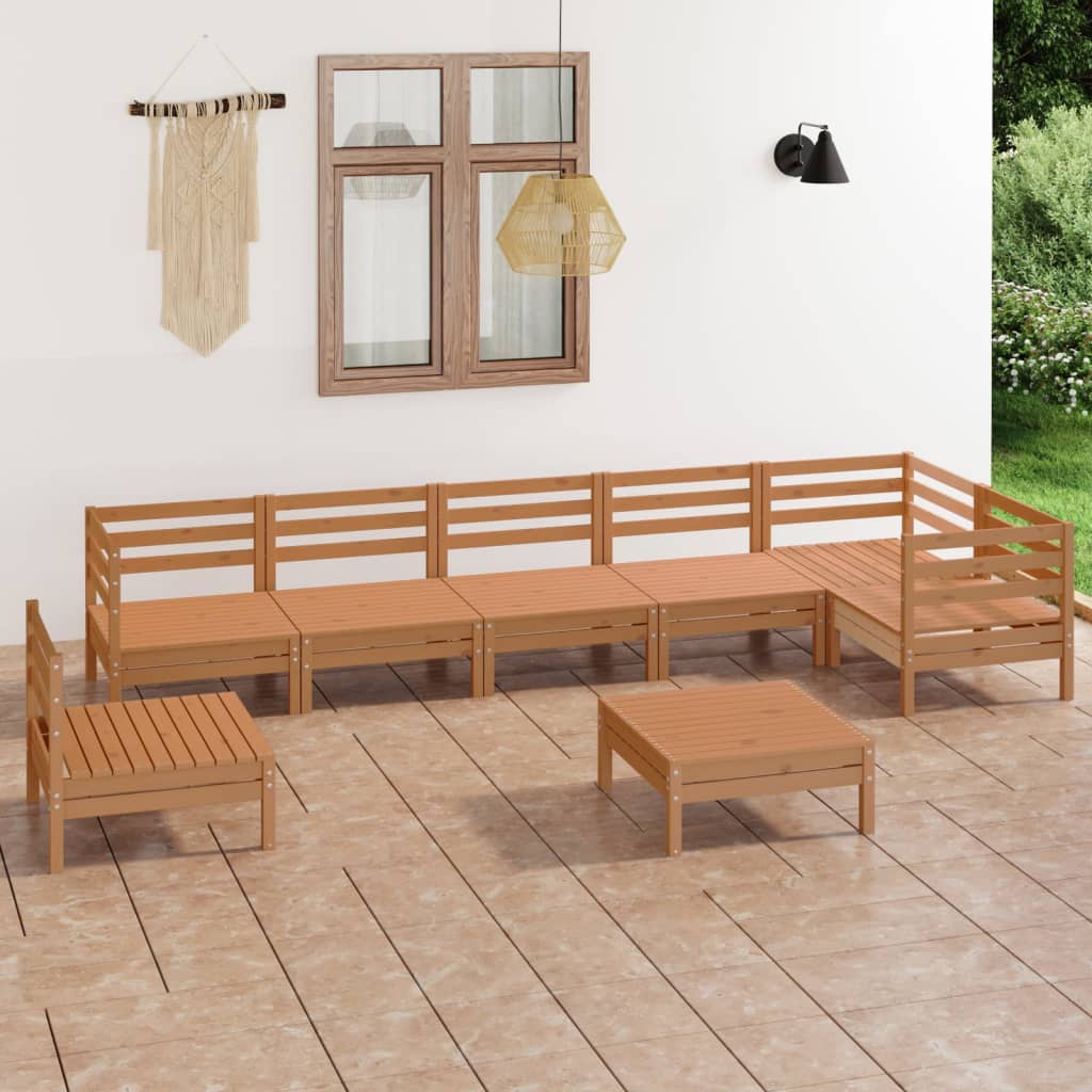 Berkfield 8 Piece Garden Lounge Set Solid Pinewood Honey Brown
