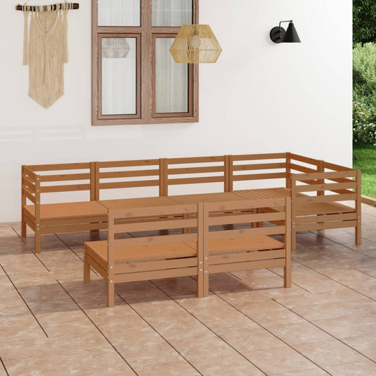 Berkfield 7 Piece Garden Lounge Set Solid Pinewood Honey Brown