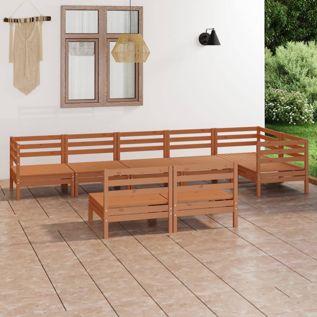 Berkfield 8 Piece Garden Lounge Set Solid Pinewood Honey Brown