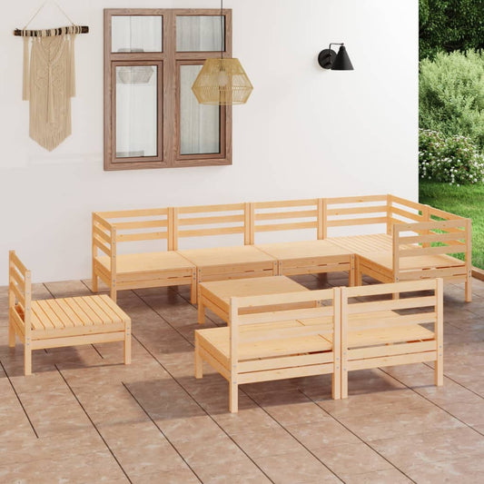 Berkfield 9 Piece Garden Lounge Set Solid Wood Pine