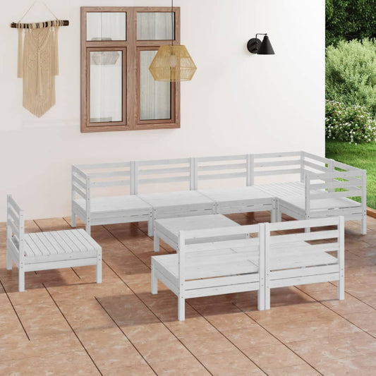 Berkfield 9 Piece Garden Lounge Set Solid Wood Pine White