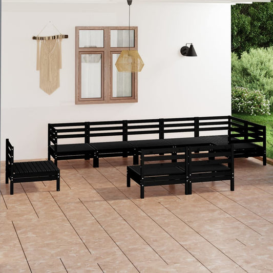 Berkfield 9 Piece Garden Lounge Set Solid Wood Pine Black