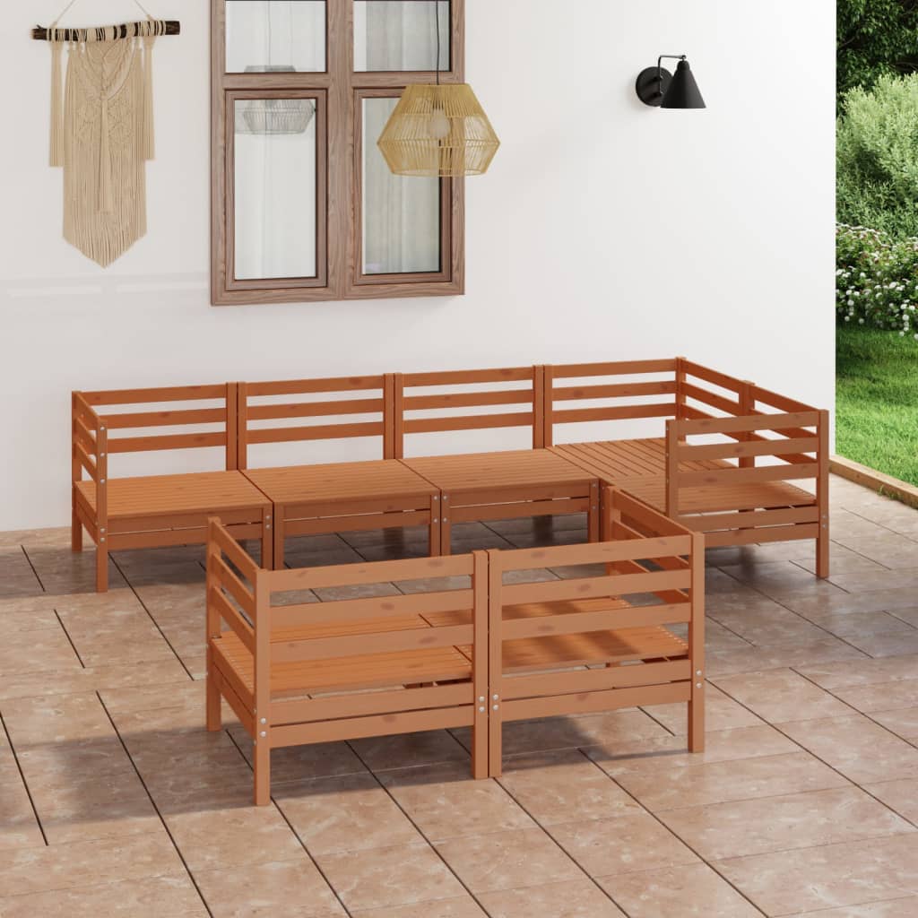Berkfield 7 Piece Garden Lounge Set Solid Wood Pine Honey Brown