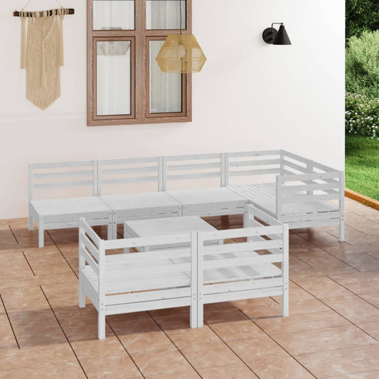 Berkfield 8 Piece Garden Lounge Set Solid Wood Pine White